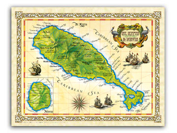 St. Kitts Blue Map Souvenir 18cm x 23cm Photo Album - 200 Photos